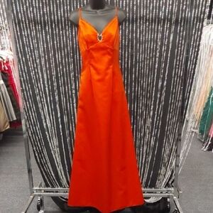 Burnt Orange Satin Formal Gown